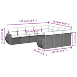 10 Piece Garden Sofa Set with Cushions Black Poly Rattan