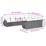 10 Piece Garden Sofa Set with Cushions Black Poly Rattan - Side View