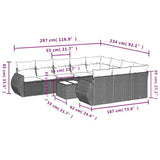 11 Piece Garden Sofa Set with Cushions Black Poly Rattan
