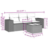 4 Piece Garden Sofa Set with Cushions Grey Poly Rattan - Side View