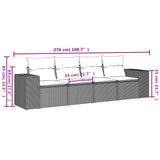 4 Piece Garden Sofa Set with Cushions Grey Poly Rattan - Side View