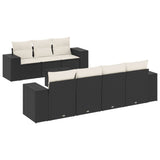 8 Piece Garden Sofa Set with Cushions Black Poly Rattan - Front View