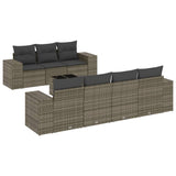 8 Piece Garden Sofa Set with Cushions Grey Poly Rattan - Front View