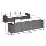 9 Piece Garden Sofa Set with Cushions Black Poly Rattan - Side View