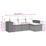 4 Piece Garden Sofa Set with Cushions Black Poly Rattan - Side View
