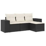 4 Piece Garden Sofa Set with Cushions Black Poly Rattan
