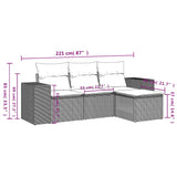 4 Piece Garden Sofa Set with Cushions Black Poly Rattan - Side View
