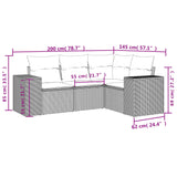 4 Piece Garden Sofa Set with Cushions Black Poly Rattan - Side View