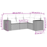 4 Piece Garden Sofa Set with Cushions Grey Poly Rattan - Side View