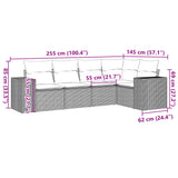 5 Piece Garden Sofa Set with Cushions Beige Poly Rattan - Side View