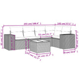 6 Piece Garden Sofa Set with Cushions Black Poly Rattan - Side View