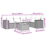 6 Piece Garden Sofa Set with Cushions Grey Poly Rattan