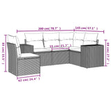 5 Piece Garden Sofa Set with Cushions Beige Poly Rattan - Side View