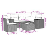 6 Piece Garden Sofa Set with Cushions Grey Poly Rattan