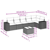 7 Piece Garden Sofa Set with Cushions Grey Poly Rattan