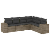 6 Piece Garden Sofa Set with Cushions Grey Poly Rattan