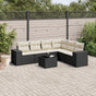 7 Piece Garden Sofa Set with Cushions Black Poly Rattan
