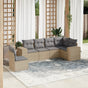 6 Piece Garden Sofa Set with Cushions Beige Poly Rattan