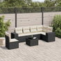 7 Piece Garden Sofa Set with Cushions Black Poly Rattan