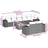 9 Piece Garden Sofa Set with Cushions Black Poly Rattan