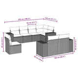 8 Piece Garden Sofa Set with Cushions Black Poly Rattan - Side View