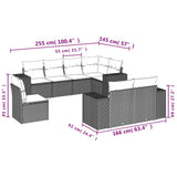 8 Piece Garden Sofa Set with Cushions Beige Poly Rattan - Side View