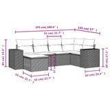 6 Piece Garden Sofa Set with Cushions Grey Poly Rattan - Side View
