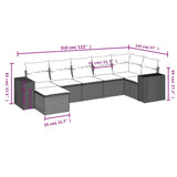 7 Piece Garden Sofa Set with Cushions Black Poly Rattan