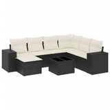 8 Piece Garden Sofa Set with Cushions Black Poly Rattan - Front View