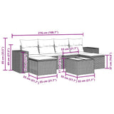 7 Piece Garden Sofa Set with Cushions Black Poly Rattan