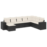 8 Piece Garden Sofa Set with Cushions Black Poly Rattan - Front View