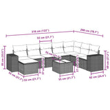 9 Piece Garden Sofa Set with Cushions Black Poly Rattan