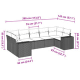 7 Piece Garden Sofa Set with Cushions Black Poly Rattan