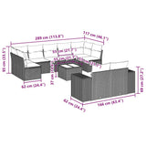 10 Piece Garden Sofa Set with Cushions Black Poly Rattan