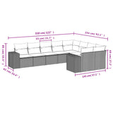 9 Piece Garden Sofa Set with Cushions Grey Poly Rattan