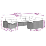 10 Piece Garden Sofa Set with Cushions Black Poly Rattan