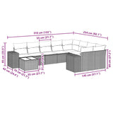 10 Piece Garden Sofa Set with Cushions Black Poly Rattan - Side View