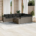 11 Piece Garden Sofa Set with Cushions Grey Poly Rattan