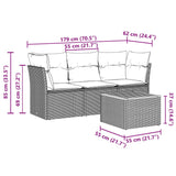 4 Piece Garden Sofa Set with Cushions Mix Beige Poly Rattan - Extra Image