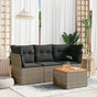 4 Piece Garden Sofa Set with Cushions Grey Poly Rattan