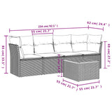 5 Piece Garden Sofa Set with Cushions Black Poly Rattan - Extra Image
