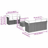 6 Piece Garden Sofa Set with Cushions Black Poly Rattan - Extra Image