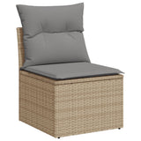 6 Piece Garden Sofa Set with Cushions Mix Beige Poly Rattan - Side View