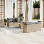 6 Piece Garden Sofa Set with Cushions Mix Beige Poly Rattan
