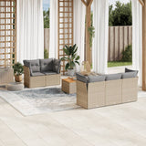 6 Piece Garden Sofa Set with Cushions Mix Beige Poly Rattan