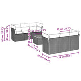7 Piece Garden Sofa Set with Cushions Black Poly Rattan