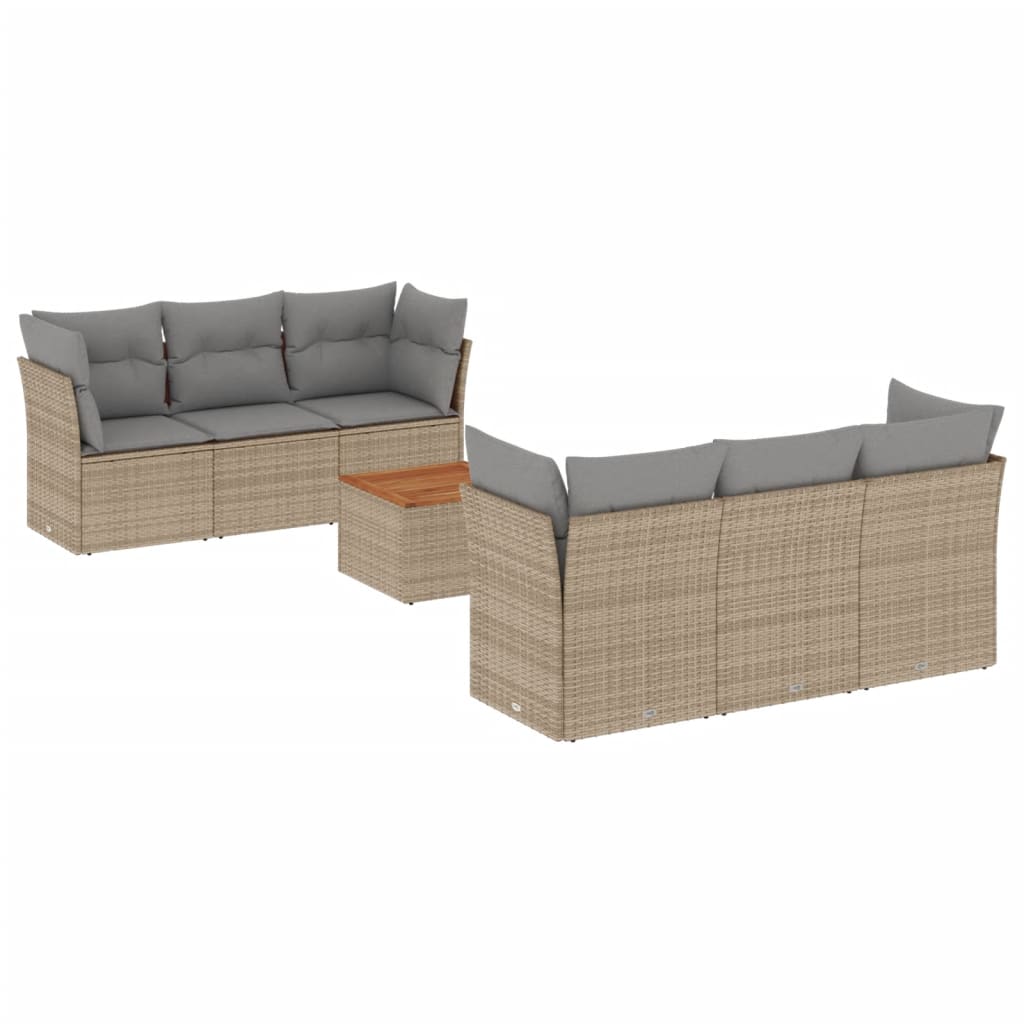 7 Piece Garden Sofa Set with Cushions Mix Beige Poly Rattan