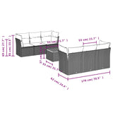 7 Piece Garden Sofa Set with Cushions Grey Poly Rattan - Extra Image