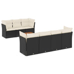 8 Piece Garden Sofa Set with Cushions Black Poly Rattan
