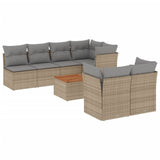 8 Piece Garden Sofa Set with Cushions Mix Beige Poly Rattan - Front View